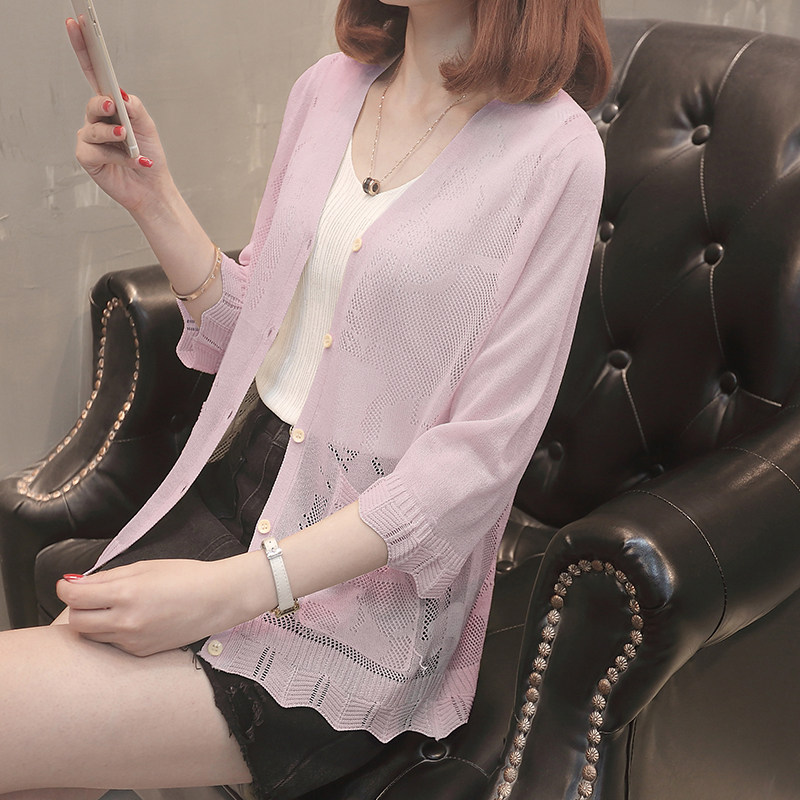 冰丝小外空调防晒宽松七分薄款披肩短款开衫女短外套