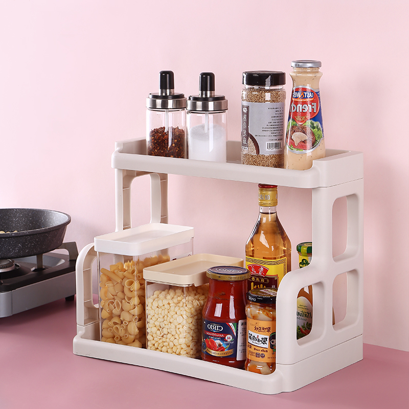 孙小美厨房调料置物架塑料双层调料架子家用调味品油盐酱醋收纳架