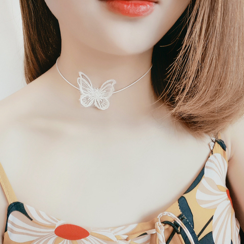 蕾丝蝴蝶网红吊坠颈带颈链脖子饰品项圈choker项链