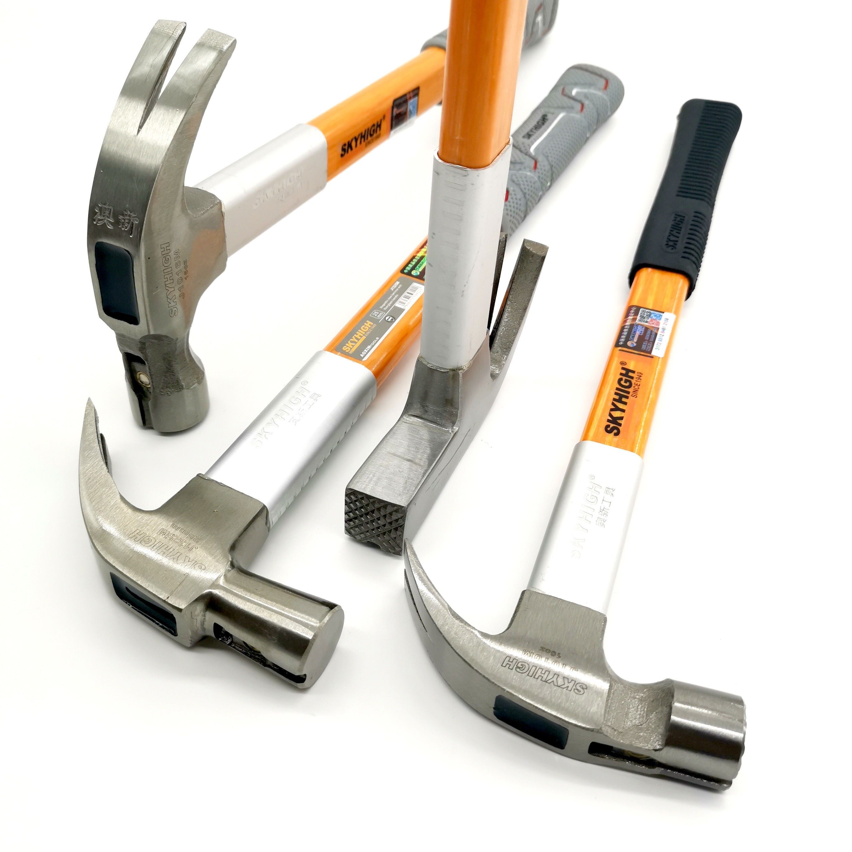 美国技术奥新工具纤维美式木工带磁高碳钢羊角电工锤