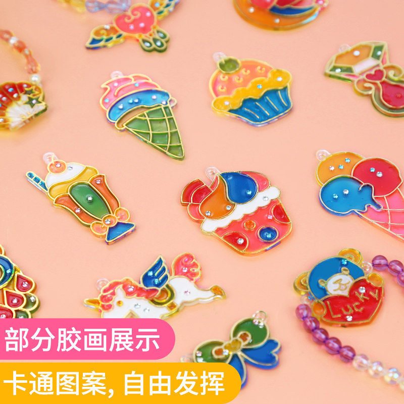 儿童手工diy免烤胶画女孩玩具沙画涂鸦颜料沙画