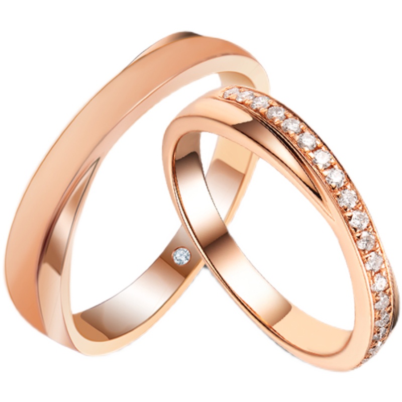 18k订婚求婚天作之合结婚情侣白金戒指钻石金钻石手饰