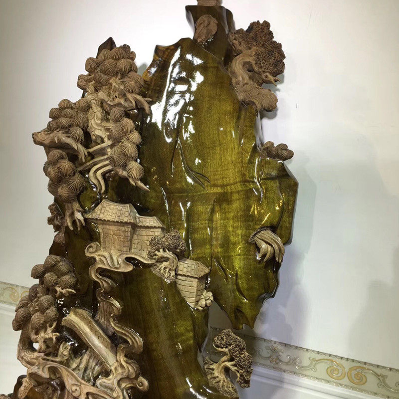 御磊金丝楠阴沉木【高山流水】摆件 小叶桢楠木雕金丝楠工艺品
