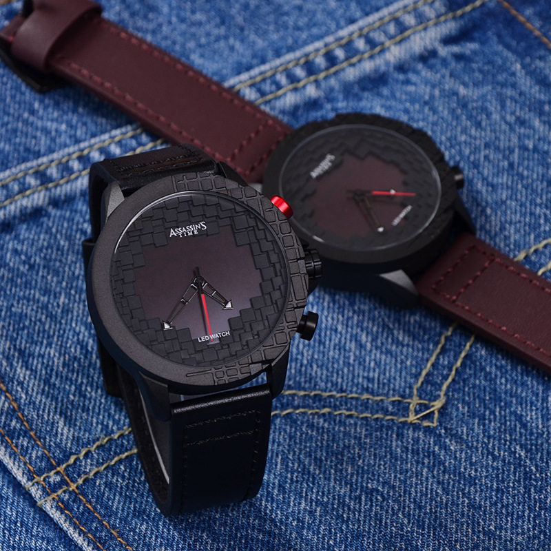 时间刺客assassinstime韩版学生运动防水新款黑色手表国产腕表