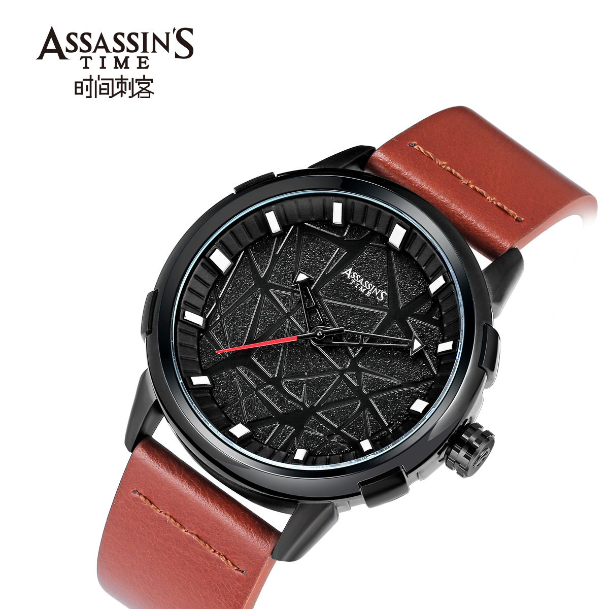 外贸时间刺客新款原创设计潮牌休闲百搭运动型真皮国产腕表