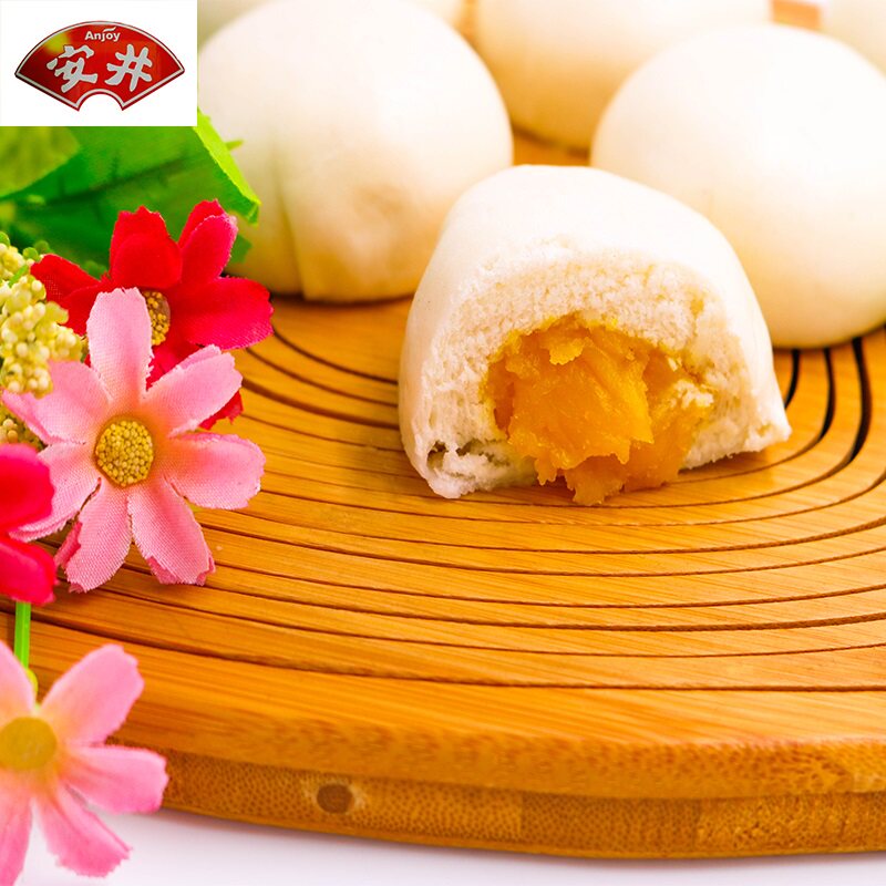 安井奶黄馅包1kg早餐冷冻食品面点速冻包子1000g馒头点心6袋包邮