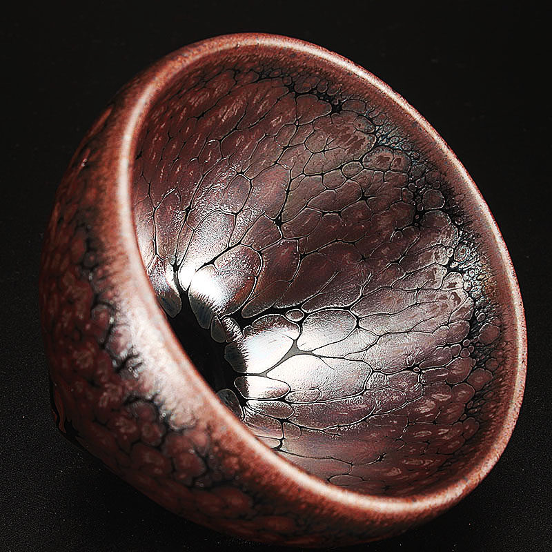 建阳精品彩金建盏茶杯礼盒对杯套装龙窑柴烧陶瓷功夫茶具套装 - 愚公