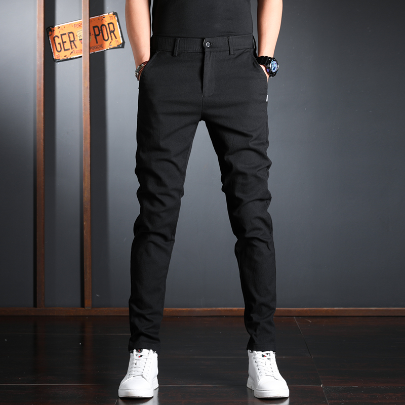 冬季男士休闲裤加绒简约百搭男裤子青年商务韩版修身小脚上班长裤