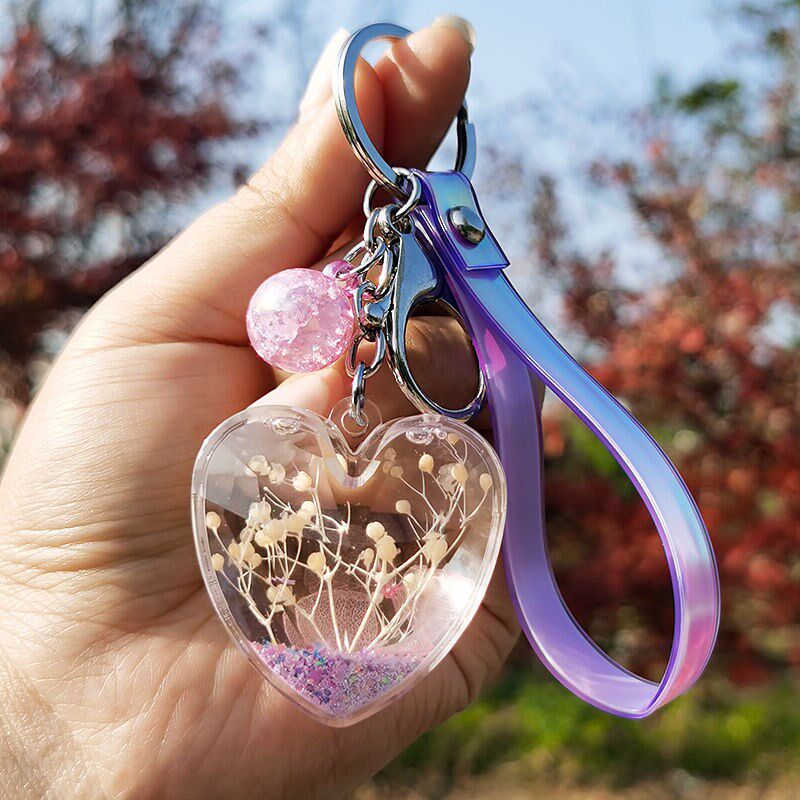 流沙挂件许愿瓶百搭流动卡通钥匙扣爱心抖音韩国钥匙扣