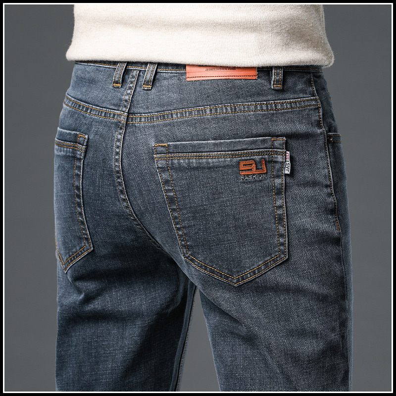 薄款牛仔裤男士高端休闲弹力2022年夏季新款百搭宽松直筒大码长裤