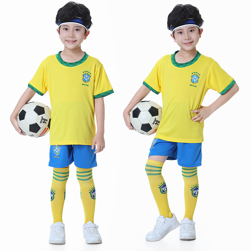 足球巴西儿童套装男女女童10号马尔表演亲子足球服