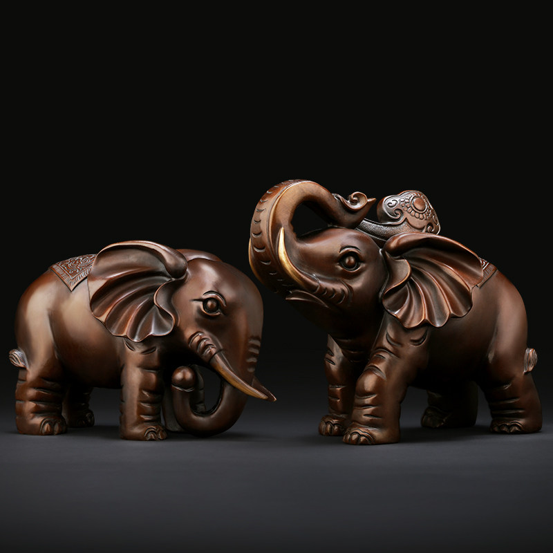 风水纯铜大象摆件大号一对招财家居饰品摆设工艺礼品摆件