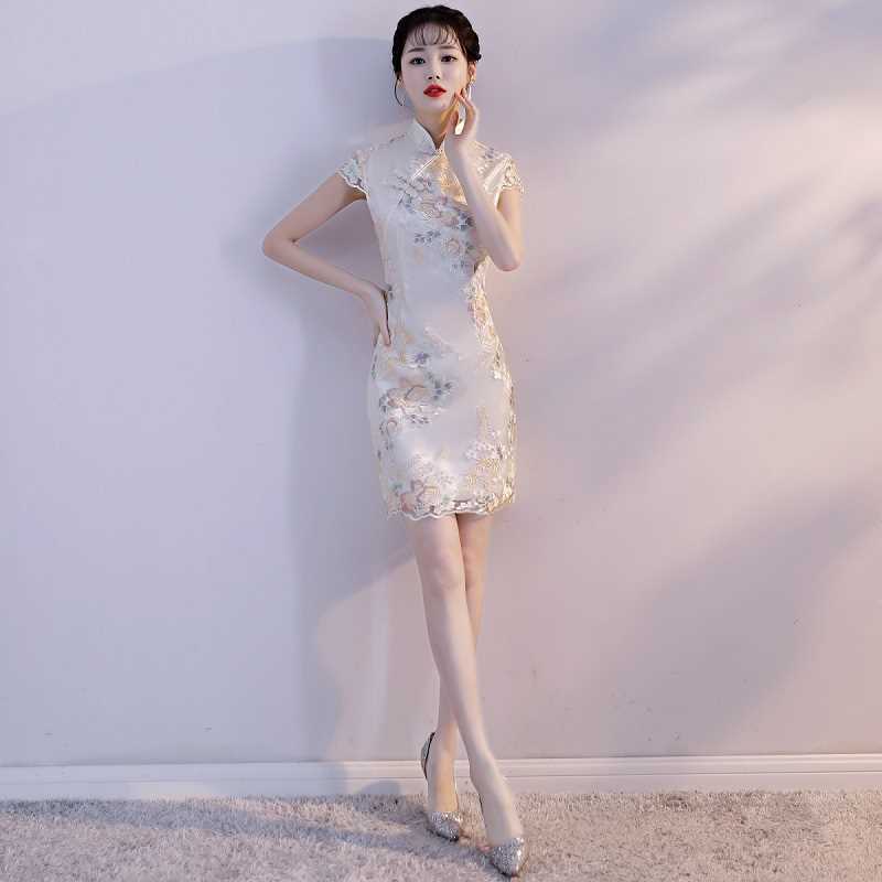旗袍春夏季2022新款中国风端庄时尚少女短款中长款大气蕾丝小旗袍