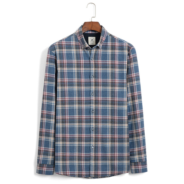 Ou Paulo men's warm shirt plus velvet thickening middle-aged elderly plaid winter cotton long-sleeved youth shirt inch Ou Paulo men's warm shirt plus velvet thickening middle-aged elderly plaid winter cotton long-sleeved youth shirt inch