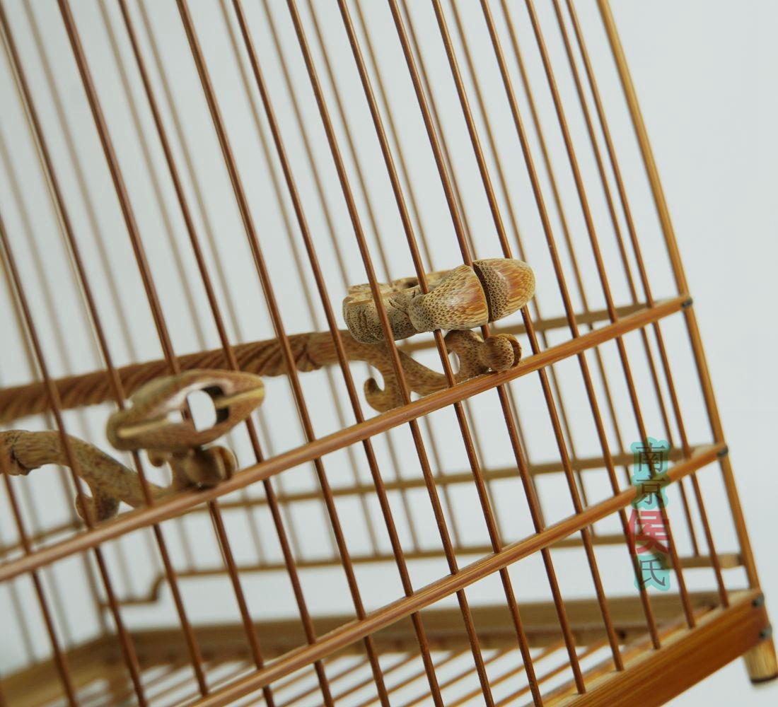 绣眼鸟笼南京侯氏庆丰款老竹内内外圆团云门笼子