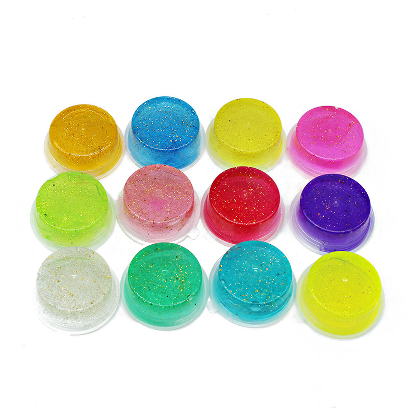水晶12色橡皮泥果冻金粉晶彩儿童透明diy粘土粘土