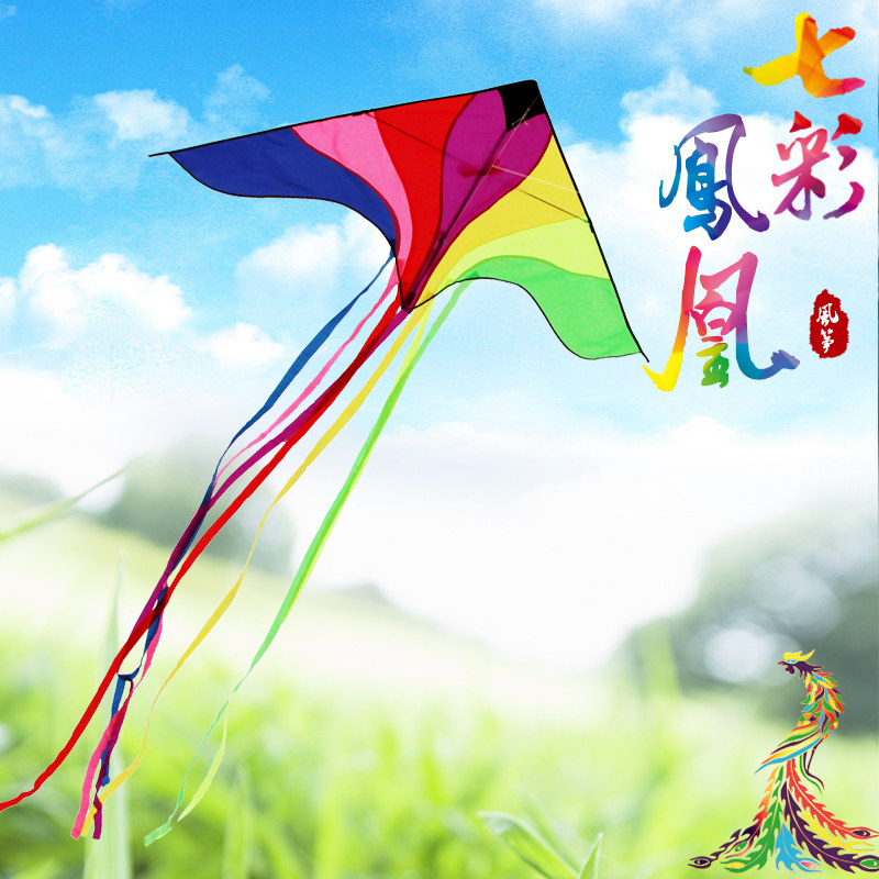 风筝易飞潍坊彩虹七彩凤凰线轮微风成人儿童三角风筝