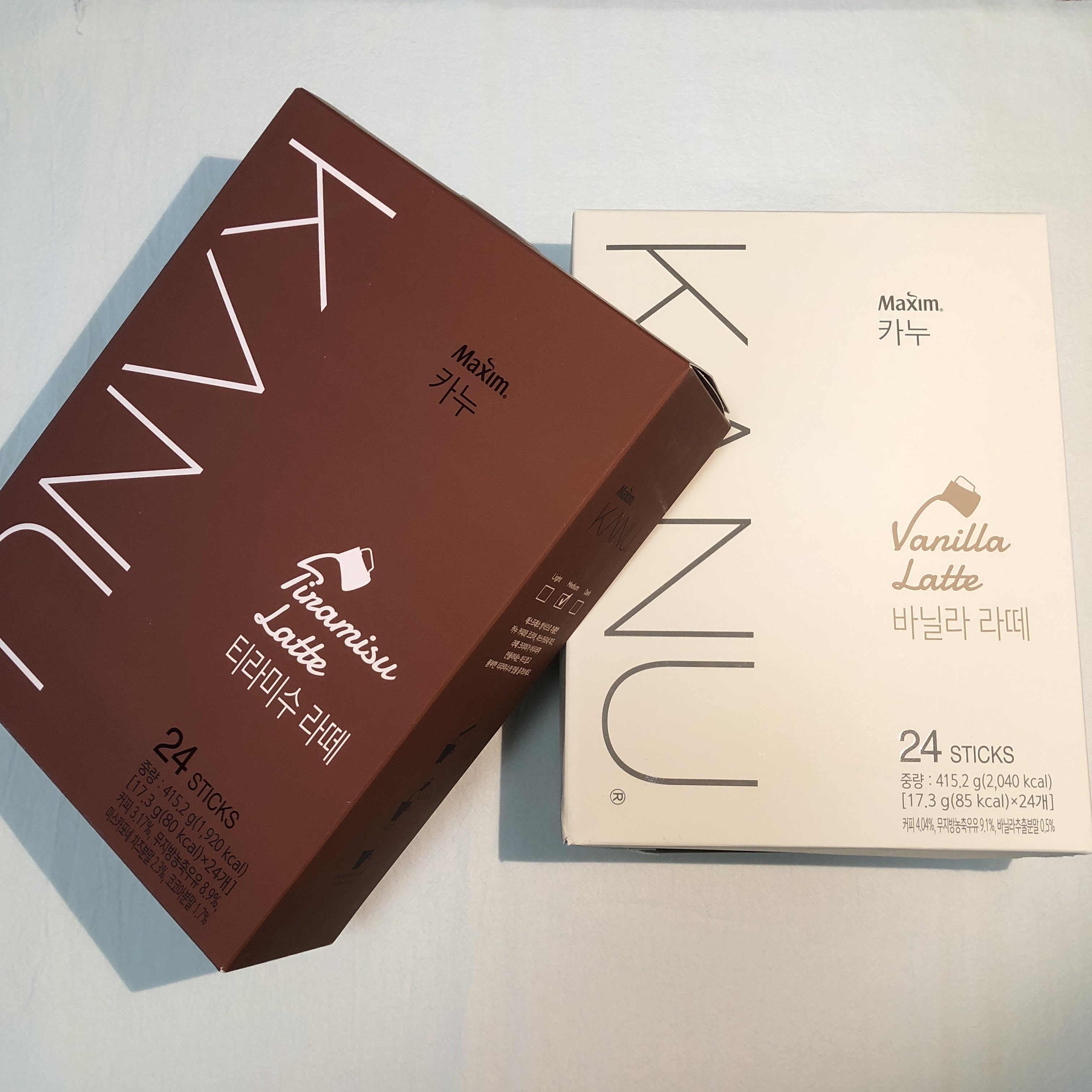 韩国maxim麦馨卡奴kanu原味双倍提拉米苏香草低因速溶咖啡