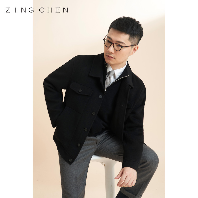 【100%美利奴羊毛】ZINGCHEN双面呢夹克外套男 秋冬短款毛呢夹克