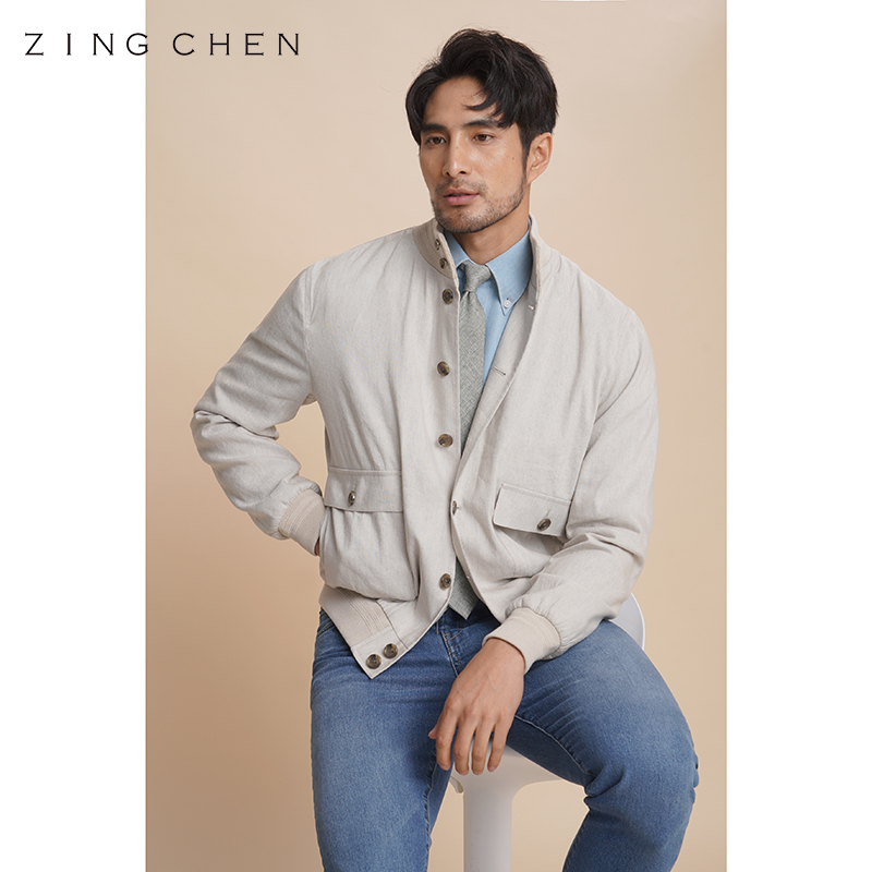 【高定生产线制】ZINGCHEN男装亚麻A1夹克外套 意式薄款