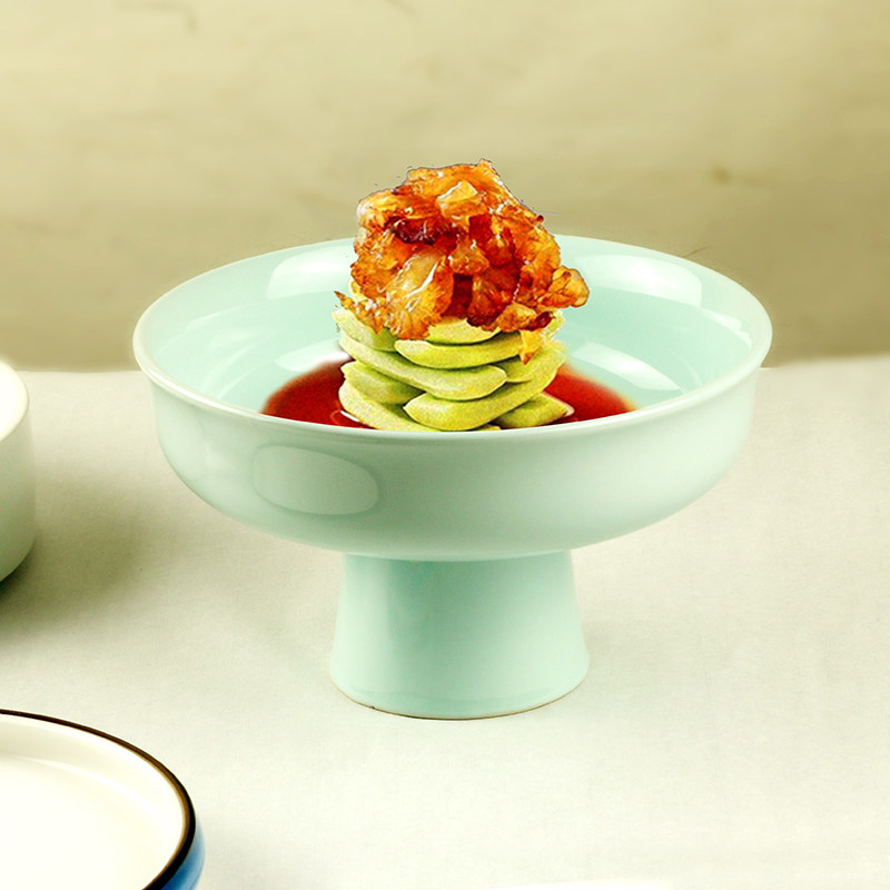 餐厅特色网红盘子杏仁豆腐高脚甜品酒店冷菜盘