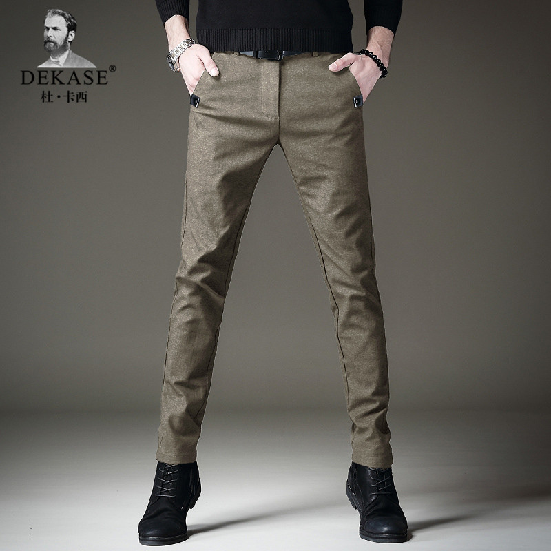 Dekase 春秋款中年西裤新款男卡其色裤子免烫男士商务正装休闲裤