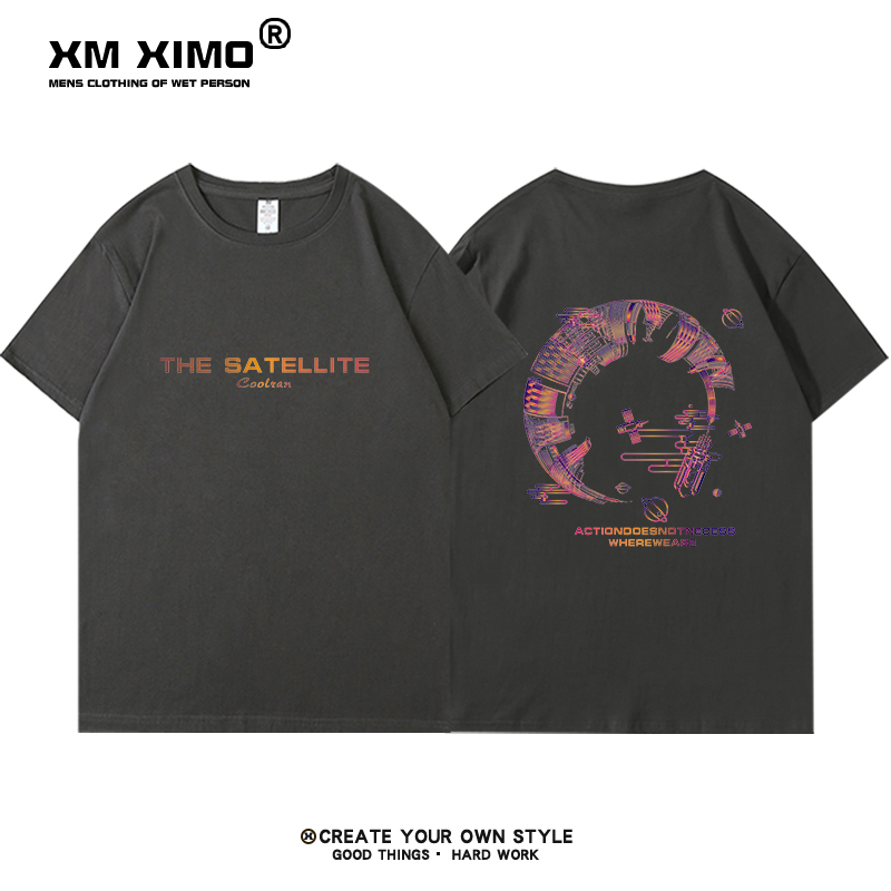 个性潮流纯棉圆领打底衫男士宽松休闲短袖T恤潮牌百搭半袖体恤ins