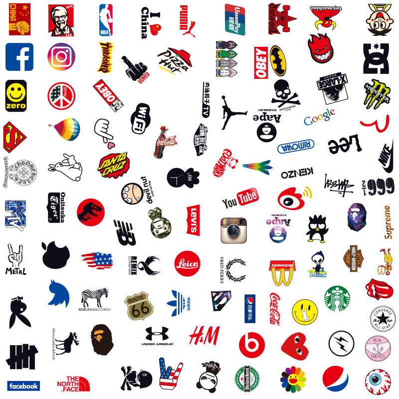 103枚迷你logo贴纸个性潮牌手机机壳水杯笔记本电脑笔记本个性小贴纸