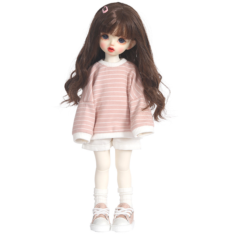 6分bjd彩虹条纹卫衣长袖上衣yosd娃娃衣服bjd娃衣