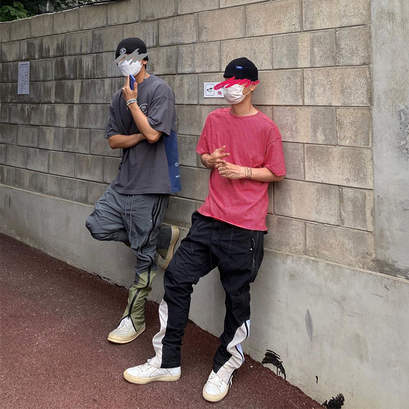 MKSZY自主 FAR archive 风格三拼立体切割黑色压胶运动长裤vibe裤