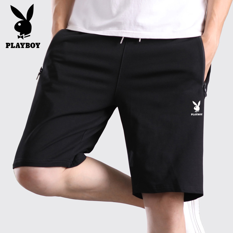 花花公子短裤男五分裤夏季中裤纯棉宽松运动家居大裤衩休闲针织裤