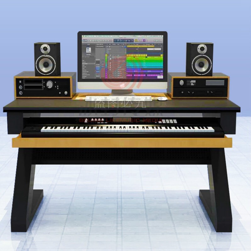 工作台实木木琴音乐录音棚调音台桌音频控制台编曲琴桌