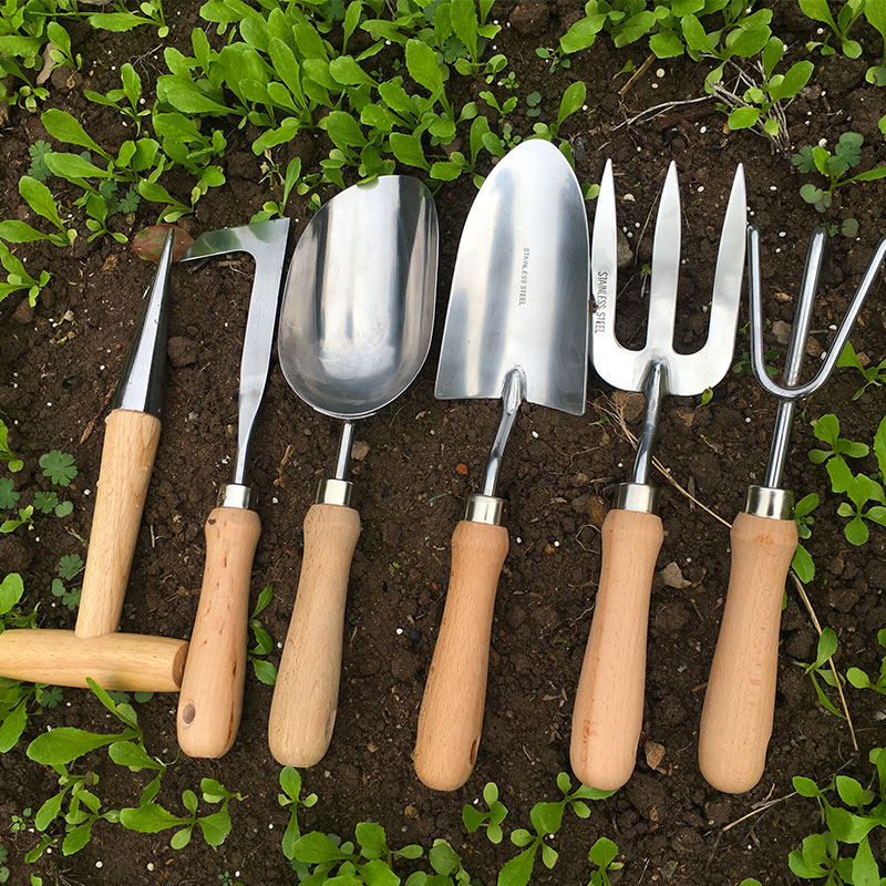 园艺工具小铲子小铁锹花锹阳台种菜多肉园艺铲榉木黑色刻度手铲