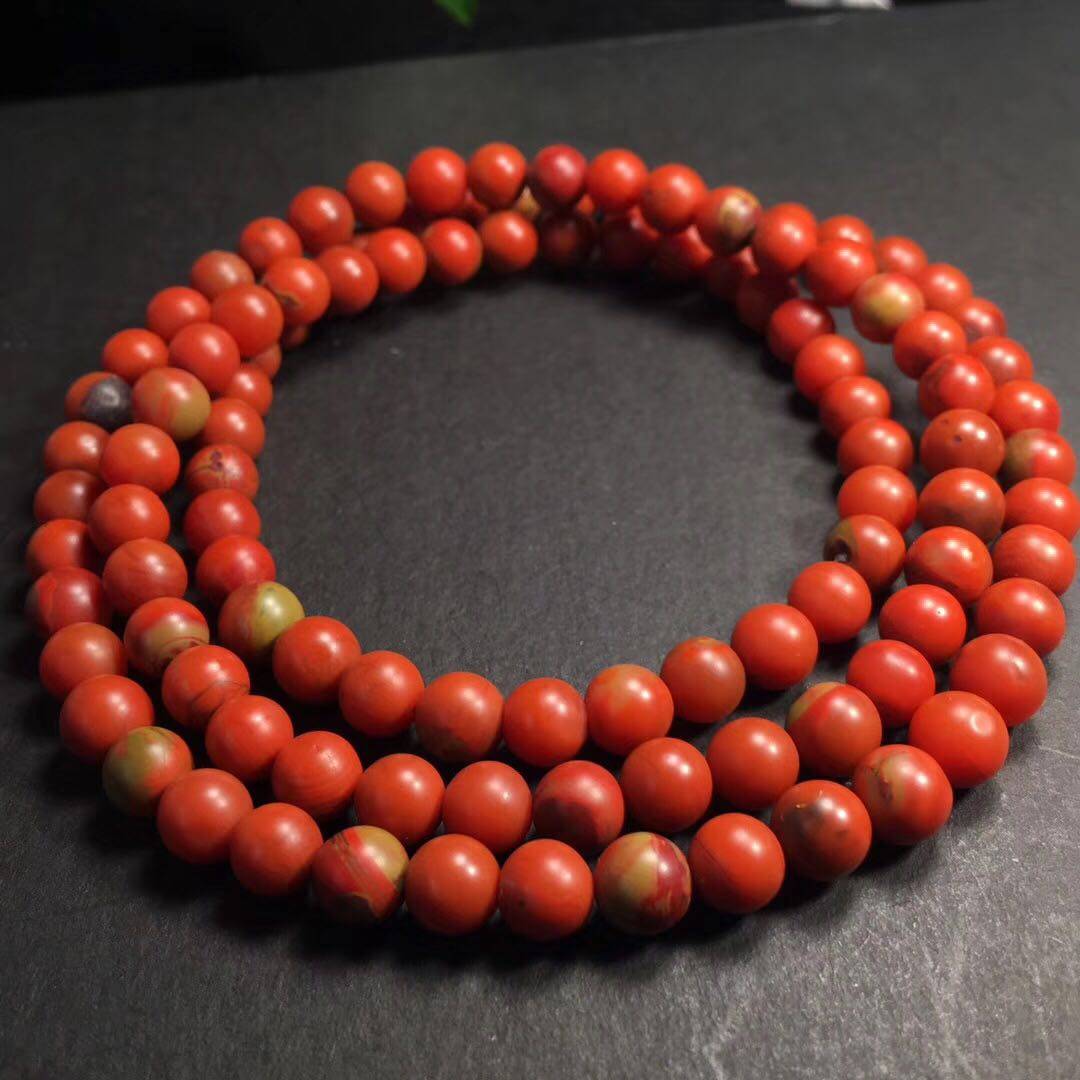 天然南红玛瑙满肉满柿子红包浆料67mm108佛珠念珠手链