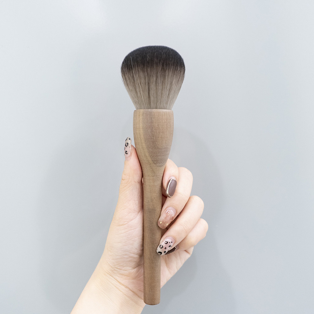 粉刷粉饼高光腮红刷修容刷实木胡桃木大号复古化妆刷