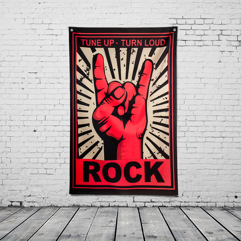 金属rock摇滚挂旗酒吧音乐节旗帜挂布宿舍琴行壁饰