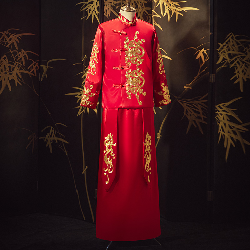 秀禾服男2021春季新款中式婚礼新郎礼服大码唐装