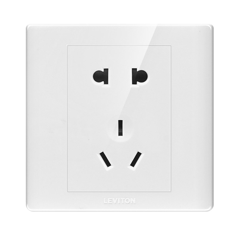 美国立维腾开关插座面板雅白荧光10a五孔16a三孔开关插座套装