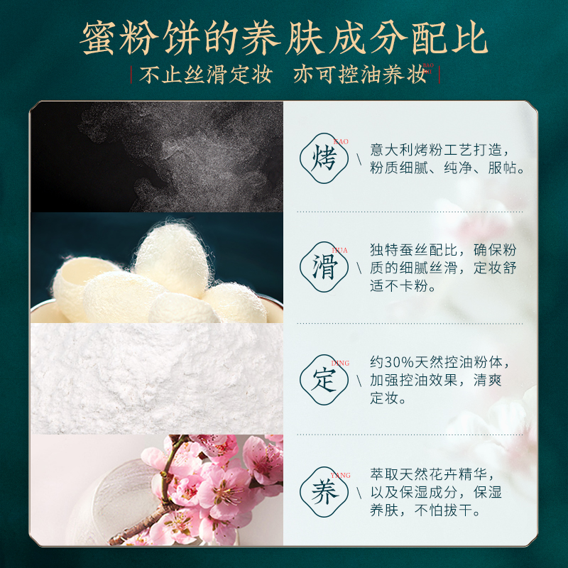 花西子蚕丝蜜粉饼/干粉粉饼定妆控油持久防水遮瑕散粉饼干皮油皮图2