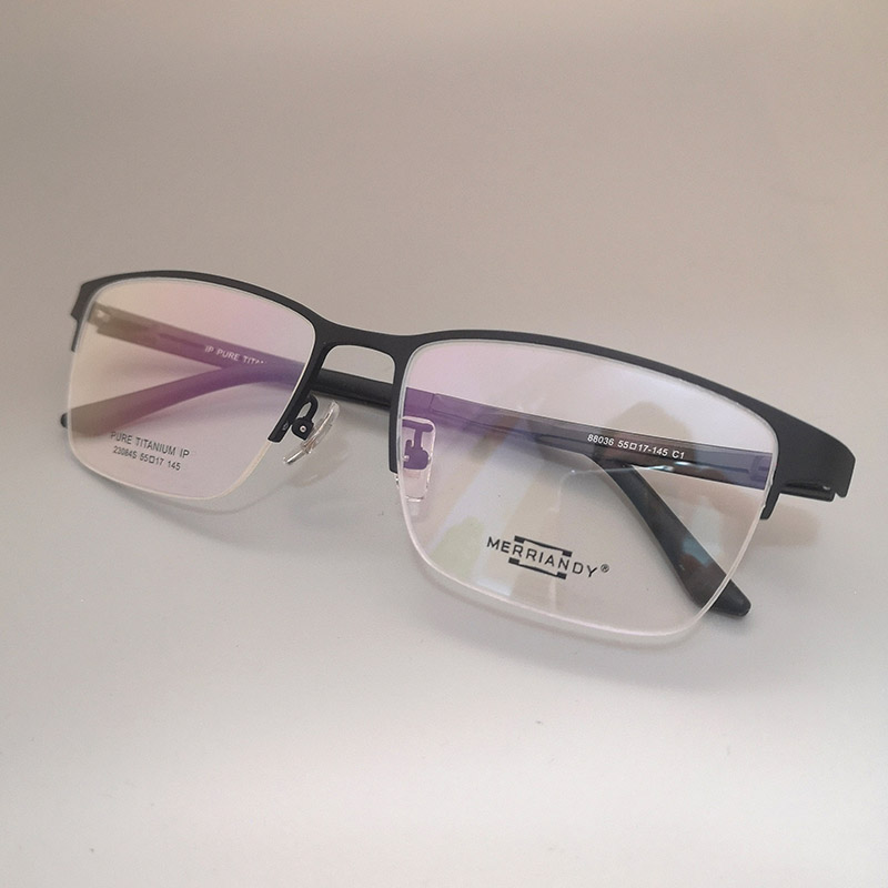眼镜架超轻轻纯titanium半框哑光黑色近视近视眼男士眼镜架