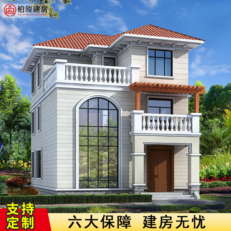 bjjf380三层欧式复式新农村小别墅设计图纸乡村自建房施工效果图