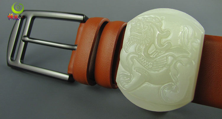 阿富汗白玉貔貅皮带扣腰带扣 招财旺财男士玉石腰挂件腰佩腰牌坠