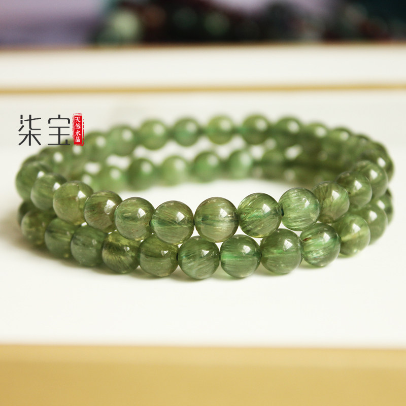 手链天然巴西绿锂辉石绿透辉散手串柚子同款手链
