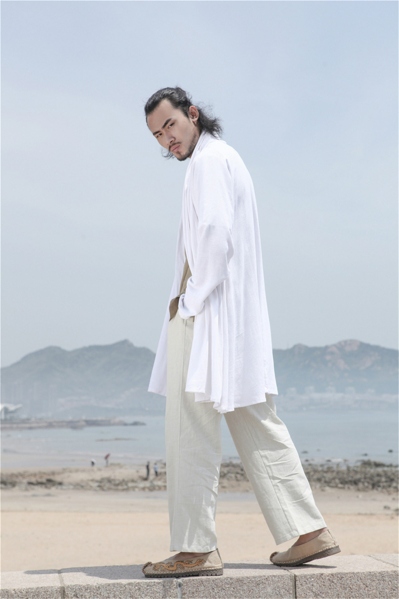 禅韵布衣2017新款秋冬男装外套中国风棉麻披肩