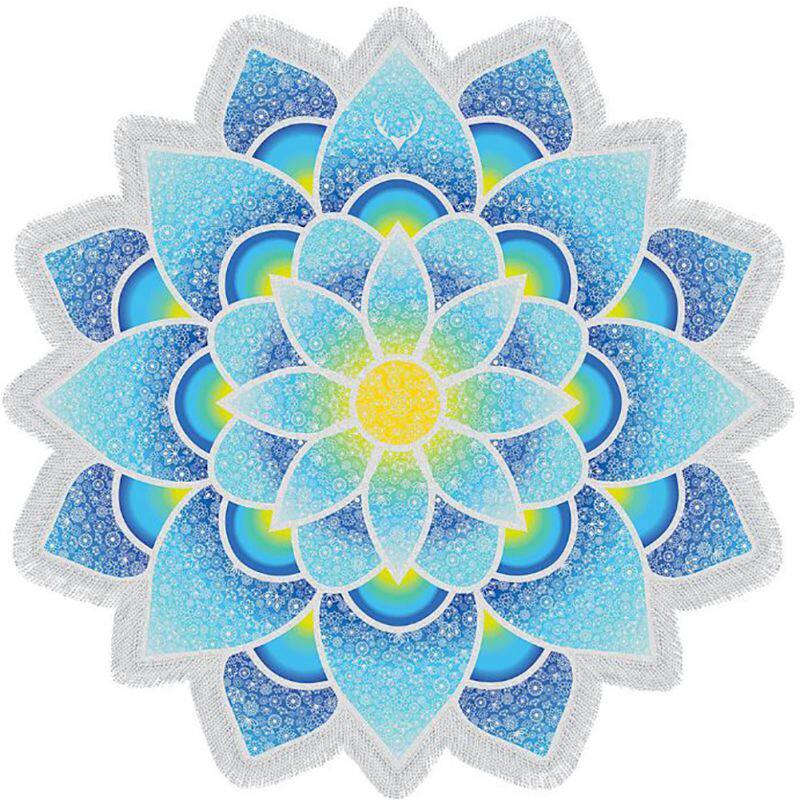 地中海莲花曼陀罗圆形沙滩挂毯超大户外瑜伽铺巾挂毯
