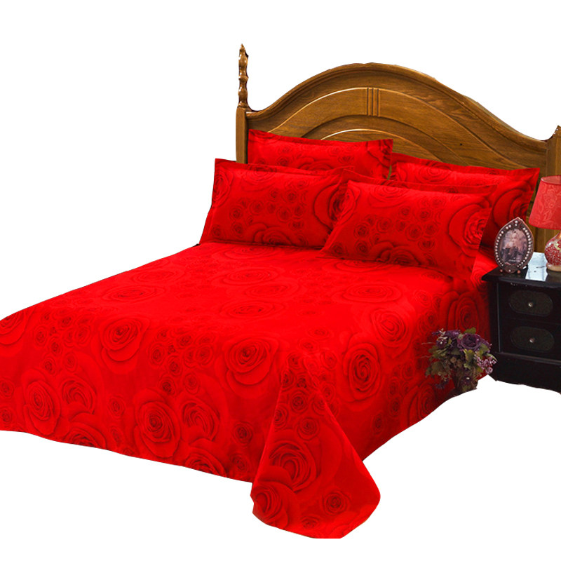 高档结婚庆纯棉床单全棉大红床单双人喜庆床单全棉被单件床单床品
