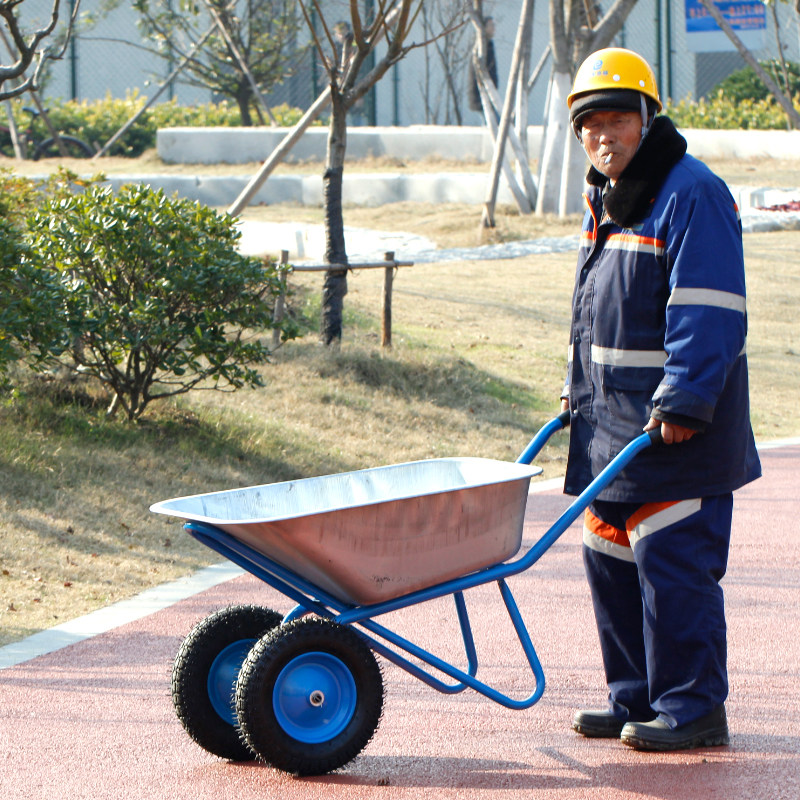 独轮小推车工地农用沙土建筑翻斗垃圾搬运花园人力双轮手推车包邮