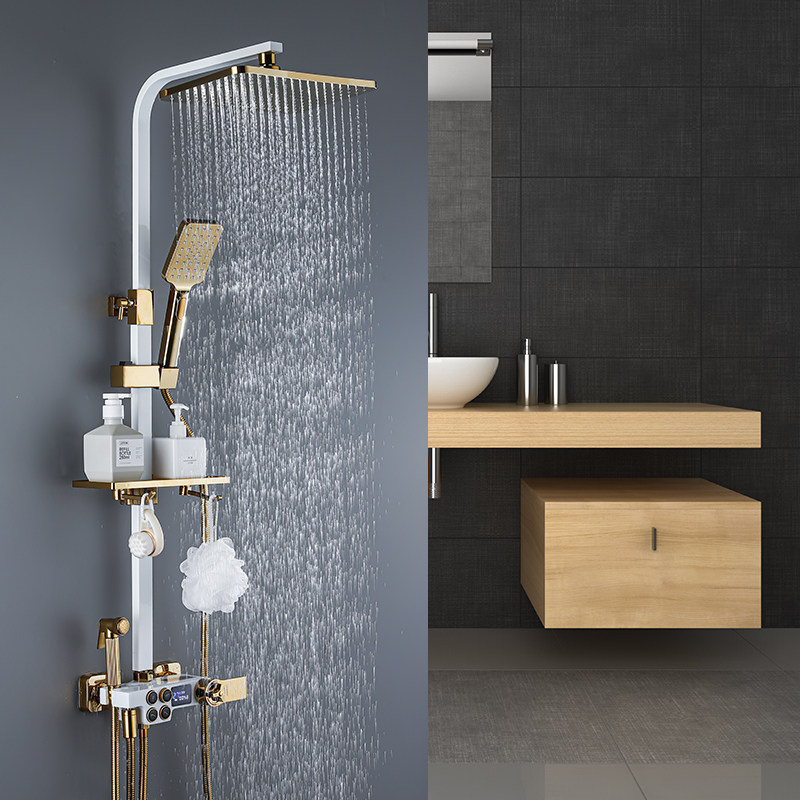 九牧卫浴淋浴花洒套装恒温数显全铜浴室增压花洒