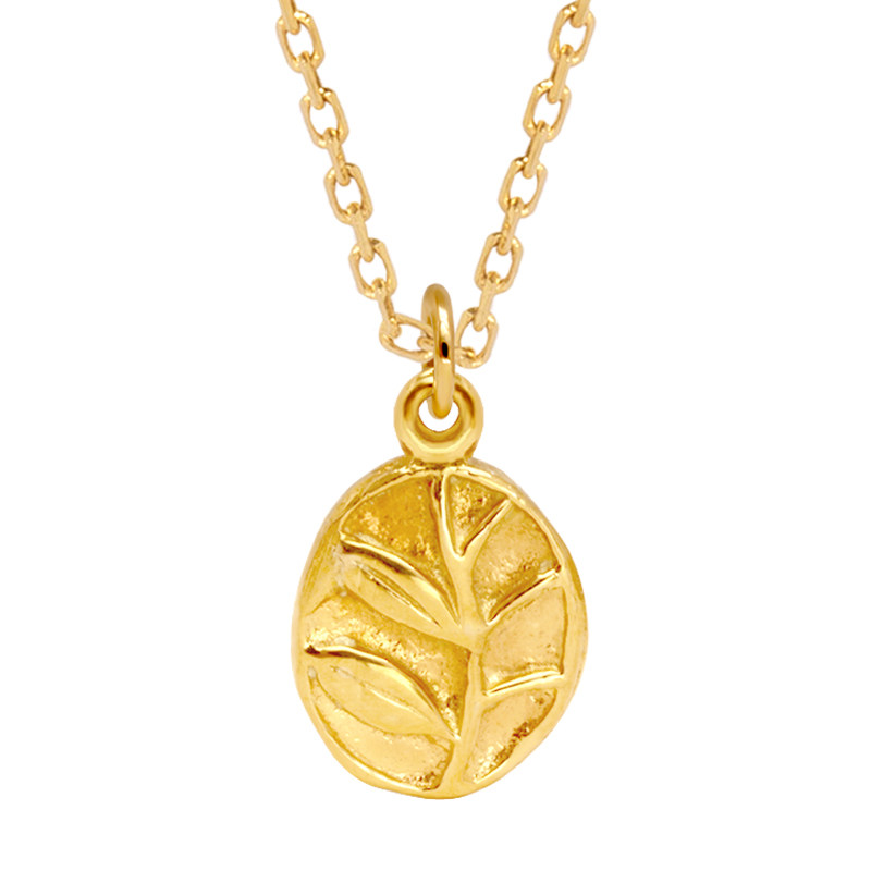 le juri 18k金黄金叶子秋叶树叶叶片植物项链童趣女k金锁骨链情侣