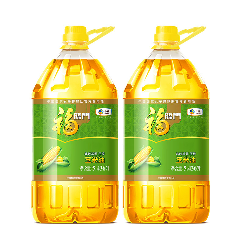 压榨玉米油中粮福临门转基因5.436l桶装物理食用油玉米油